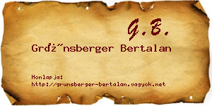 Grünsberger Bertalan névjegykártya